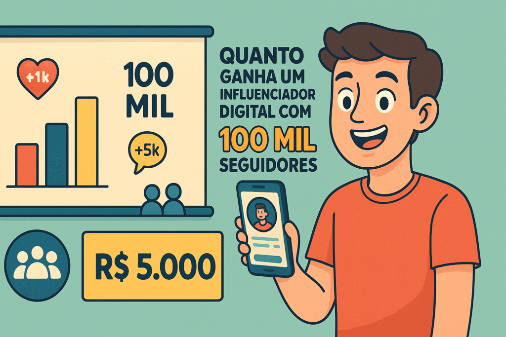Quanto ganha um influenciador digital com 100 mil seguidores